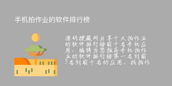 十大拍作业的软件